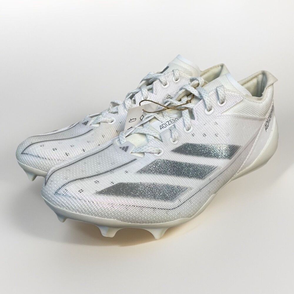 Adidas Adizero Electric Men Sz 8.5 White Silver Metallic IE4374 Football Cleats